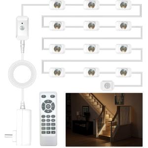 Smart Stair Lights Motion Sensor Indoor, Plug-in LED Step Lights Indoor with Cascading Effect, Dimmable, 3000K-6000K (20 Stairs) 