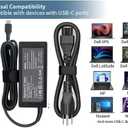 Universal 65W USB C Laptop Charger Type C Chromebook Charger Compatible with HP Laptop/Envy; Dell Latitude; Lenovo ThinkPad/Yoga and More Chromebook Type C Power Cord Supply Computer Fast-Charging