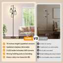 Nintiue Dimmable Floor Lamp,3x800LM LED Bulbs Included, Farmhouse Industrial Floor Lamp Standing Tree Lamp with Teardrop Cage Head Tall Lamp for Living Room Bedroom Office Dining Room - Matte Brown