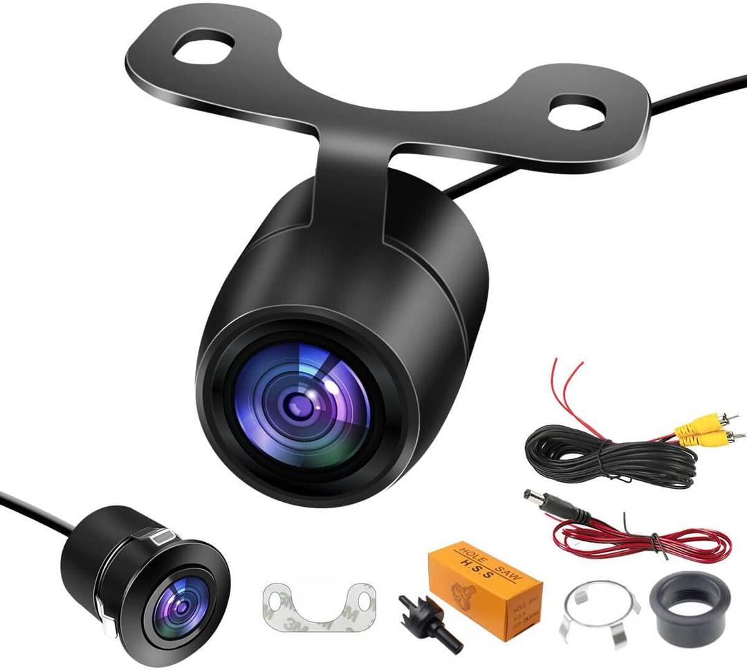 HD Wide Angle Automatic CMOS Car Rear Front Side View Reverse Backup Camera Rear Monitor Parking Assistance Camera Waterproof Universal Reverse Camera with 2 Installation Option for Cars (Black)