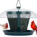 Kingsyard Bird Feeder for Outside, Dual-Use Metal Mesh Wild Bird Feeder with Weatherproof Dome Dual, 2.5 lbs Seed Capacity for Finch Cardinal (Dark Green)
