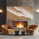 ZENPEE Brown Canvas Wall Art and White Ocean Unique Wall Decor Posters, Wall Hanging Decor for Dining Room or Living Room, 24" x 48"