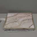 MAONAME Plastic Decorative Tray, Marbling Tray with Handles, Rectangular Coffee Table Trays, Serving Trays for Ottoman, Bathroom, Kitchen, 15.7 x 11.8, White