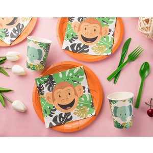 Blue Panda Animal Party Supplies - Serves 24 - Includes Plates, Knives, Spoons, Forks, Cups and Napkins. Perfect Party Pack for Kids Themed Birhtday Parties and Baby Showers, Zoo Animal Pattern