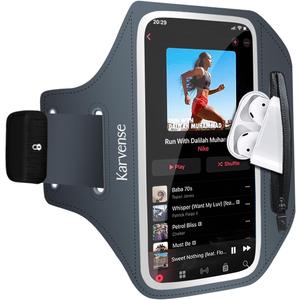 2 x Arm Band for Phone for Running, Phone Holder for Running for iPhone & Samsung Galaxy, Cell Phone Armband Holder for Walking, Gym, Workout, w/Adjustable Strap & Zipper Pocket (Grey-S) (S-5.4'': iPhone SE&13 mini&12 mini&8&7)