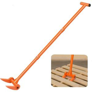 AugFir 48" Pallet Buster, 110 Degree Decking Pry Bar, Heavy Duty Carbon Steel Deck Board Removal Tool for Deck, Pallet, Standing Hardwood Board Demolition Without Lower Back Pain & Knee Pain (Orange)
