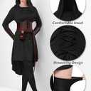 SOMSOC Women Renaissance Halloween Fairy Costumes Medieval Hooded Robe Lace Up Dress Accessories Set Cosplay (Small, Black)