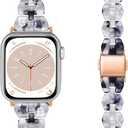 Bands Compatible with Apple Watch Band 38mm 40mm 41mm 42mm 44mm 45mm 49mm Women Slim Resin Band Bracelet Thin Lightweight Replacement Wristband for Watch Series 10 9 8 7/Series SE/6 5 4 3