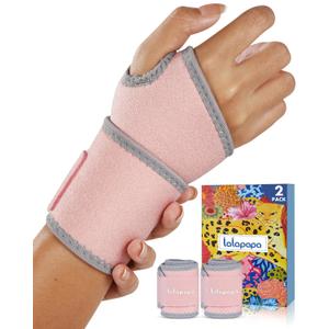 2 Pack Wrist Brace for Women, Adjustable Fits Both Right & Left Hands for Night Support Tendonitis Carpal Tunnel Arthritis Lifting Arthritis Tennis Sprained Typing Sports, Pink