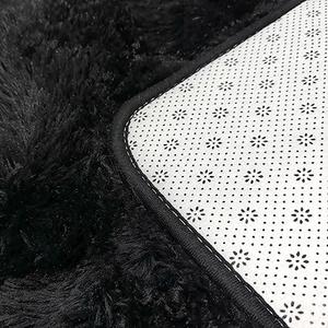 Soft Fluffy Area Rugs for Bedroom, Non Slip Living Room Plush Fuzzy Rug, High Pile Furry Throw Carpets fot Home Decor (Black, 4x6 ft)