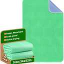 Bed Pads Washable Waterproof (4 Pack, 34" × 52"): Extra Heavy Absorbency, Reusable Bedwetting Incontinence Underpads for Kids, Baby, Adults, Elderly & Pets, Protective Pad for Bed, Sofa, Couch, Floor