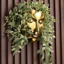 Face Vase,Ceramic Female Form Face Vase,Modern Wall Hanging Plant Pot with Drainage for Home Centerpieces, Office Outdoor Hanging Decor (Vintage Gold)