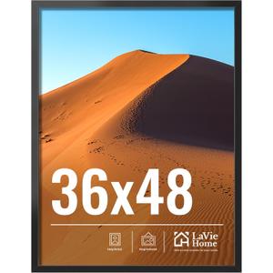 LaVie Home 36x48 Picture Frame for Wall Display, 36x48 Black Picture Frame with HD Plexiglass, 36 x 48 Photo Frame 1 Pack, Display Frame for Vertical or Horizontal, Classic Collection