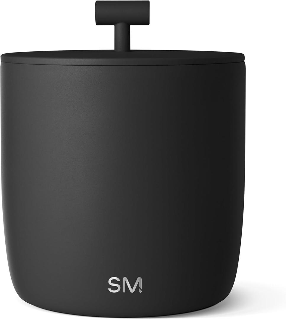 Simple Modern Vacuum Insulated Ice Bucket with Lid and Scoop | for Cocktail, Champagne, Wine, Beer, & Hosting | Stainless Steel 100oz Capacity for Large Parties | Rocks Collection | Midnight Black