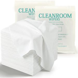 100 Pcs Cleanroom Cloth Wipes Microfiber Lint Free Cloth Disposable Clean Cloths Laser Sealed Edge for Lab Semiconductor Industries and Printing (9 x 9 Inches)