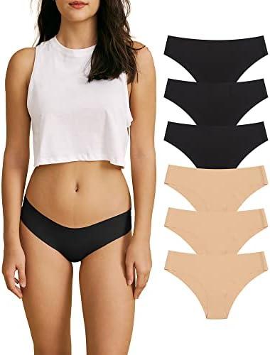 SHARICCA Women Seamless Cheeky Bikini No Show Panties Ladies Invisible Breathable Briefs Soft Stretch Underwear Multi Pack XL