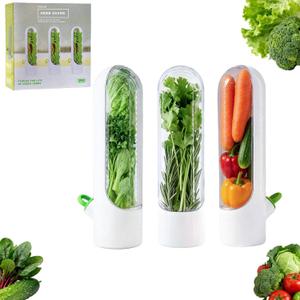 3 Pack Herb Saver for Refrigerator Fresh Herb Keeper with Removable Silicone Drain Plug Vegetable Preservation Storage Container for Cilantro Mint Basil Extends Freshness Up to 2-3 Weeks