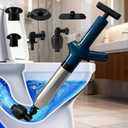 Toilet Plunger, High Pressure Toilet Plunger, Heavy-Duty Clog Remover for Toilets, Washbasin, Vegetable Basin and Floor Drain, Four Nozzles, Blue