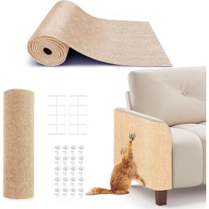 78.7"X15.8" Cat Scratching Mat, Self-Adhesive Cat Scratch Carpet, DIY Cats Scratch Furniture Protector for Couch, Sofa, Wall & Door, Durable Furniture Guards Couch Scratcher from Cats Claws (Beige)