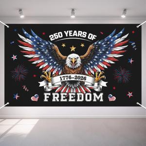 2 x 250th Anniversary Decorations - 4th of July Backdrop for 1776-2026 America Merchandise Patriotic USA Freedom Photo Booth Background Banner for Home Indoor Outdoor,Fourth of July Accessories