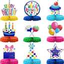 Happy Birthday Table Decoration Centerpieces - 9 Pieces, Multicolor - Double-Sided Happy Birthday Centerpieces for Tables - Party Supplies for Elegant Birthday Decorations - by PixiPy