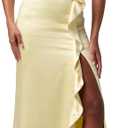Lulus Bonnie Strapless Satin Ruffle Maxi Dress Glamorous Special Occasion Gown M