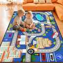 Car Mat for Kids Toy Cars - Car Track Rug Car Carpet for Kids Play Mat City Life Road Carpet for Playroom Living Room Bedroom Classroom, 3'5'