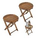 Timberholm 2PCs Folding Side Tables, Waterproof Patio Foldable End Table, Portable Side Table for Indoor and Outdoor Garden, Porch, Balcony, Camping, Fishing, Walnut Color, Small Size 13 inch Height