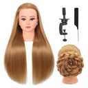 Mannequin Head with Hair 26" Cosmetology Mannequin Doll Head for Hair Styling,Training Practice Braiding Manikin Head with Table Clamp (Blonde-1)