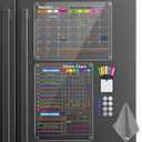 Clear Magnetic Acrylic Dry Erase Calendar for Fridge, Monthly & Weekly/Chore Chart Planning Board Set for Kids/Adults/Teens, Includes 7 Colorful Markers, 16"x12"