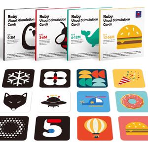 hahaland Flash Cards Baby Visual Stimulation Cards for 0-3-6-12-36 Months, 0-3 Months Infant Newborn Tummy Time Toys Gifts 6''6'' Large for Sensory Development Black White Card Set