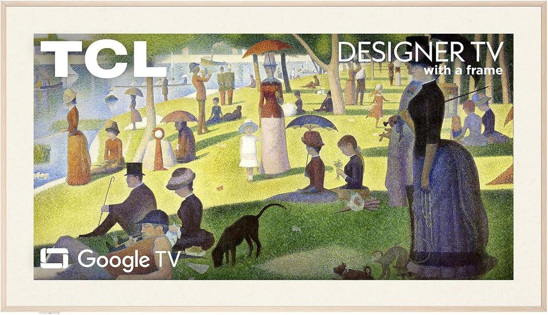 TCL 55" Designer Series Picture Frame TV, QLED 4K, 55A300L, 2026 Version
Free Curated Art Library & AI Art, Matte Screen, UltraSlim 1.1" Depth, 144Hz, Dolby Vision, HDR, Frame & Flush Mount Included