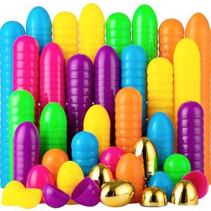 JOYIN 300PCS Easter Eggs, Plastic 2.3" 294PCS Colorful with 6PCS Golden Eggs Bulk Empty Fillable for Easter Hunt Party Favor Basket Stuffers Filler Classroom Prize Supplies Decor