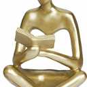 Gold Home Decor Accent Reading Women Thinker Statue Abstract Figurines for Living Room Office Desk Table Shelf Desk Bookshelf Shelves Collecting Gifts Decoration