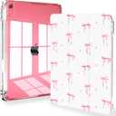 Feams for iPad (A16) 11th Generation 11 Inch Case 2025, iPad 10th Generation 10.9 Inch 2022, Slim Clear Back Cover with Pencil Holder & Auto Sleep, Pink Bow