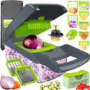 Pro-Series 16-in-1 Vegetable Chopper, Dewpeton Mandoline Slicer, Veggie Chopper, Food Chopper with Container, Vegetable Cutter & Spiralizer for Onion Salad (Home Essential Gadget & Kitchen) (8 Blades, Gray)