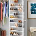 Whitmor 36 Pair Over The Door Shoe Organizer, 12 Tier Hanging Shoe Organizer, Heavy Duty Metal & Mesh Shoe Holder, Hanging Shoe Rack for Closet Organizer & Storage, 69"L x 21.7"W x 7.5"H, White