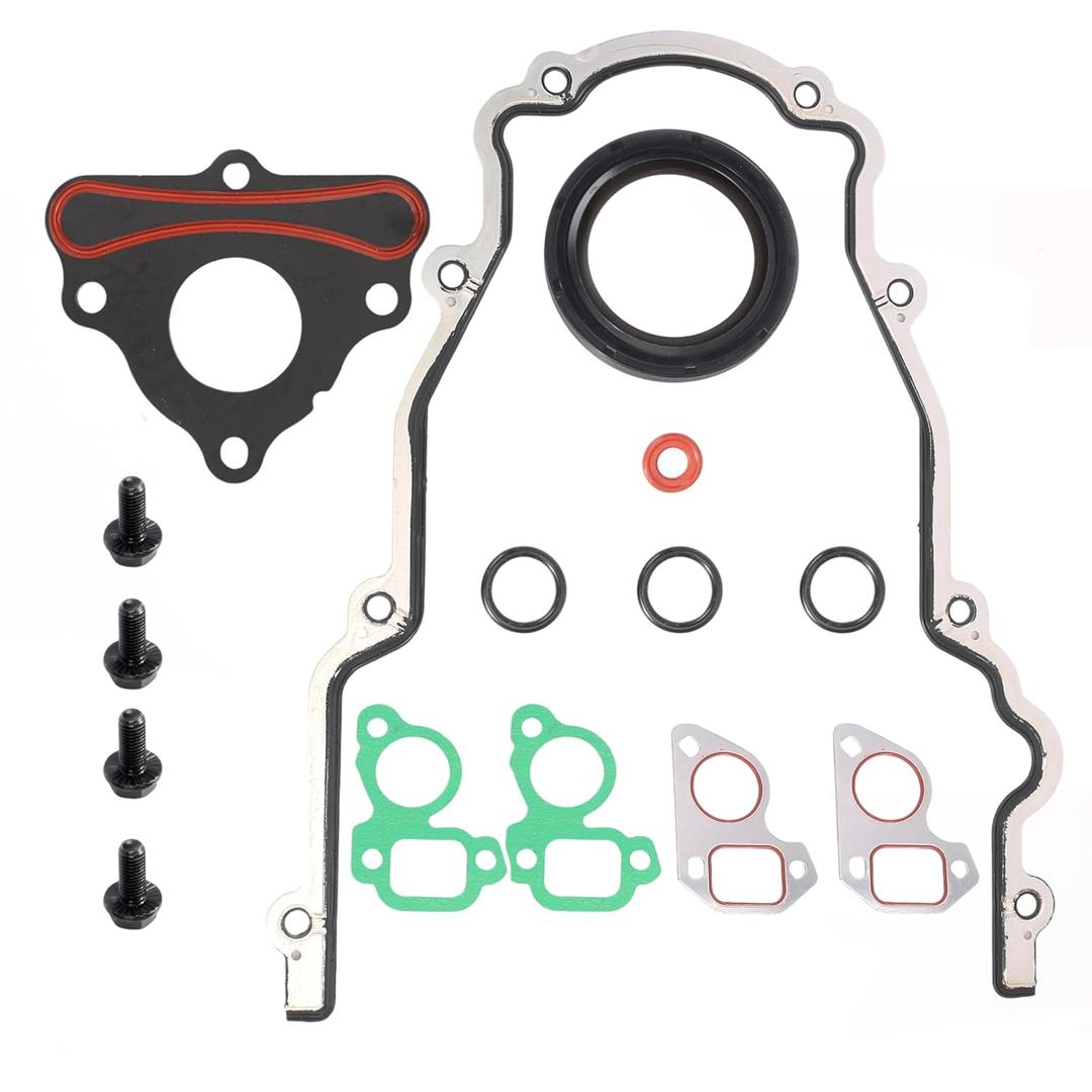 Timing Cover Gasket Set, for LS Camshaft Thrust Retainer Plate Seal Cam w/Bolt,Water Pump Gasket,Crankshaft Seal,for GM Gen III IV V LS1 LT1 L86 L84 LT4 LQ4 LS2 LS3,4.8/5.3/6.0/6.2L