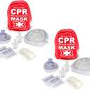 Ever Ready First Aid Adult and Infant CPR Mask Combo Kit with 2 Valves with Pair of Vinyl Gloves & 2 Alcohol Prep Pads - Red (2)