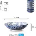 Selamica Porcelain 40oz Large Bowls 9 inch Big Pasta Salad Bowls, Microwave and Oven Safe, Vintage Blue, Set of 6