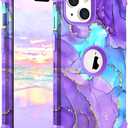 Hocase for iPhone 15 Plus Case, Heavy Duty Shockproof Protection Soft Silicone Rubber Bumper+Hard Plastic Hybrid Protective Case for iPhone 15 Plus 6.7" 2023 - When Purple Meets Blue