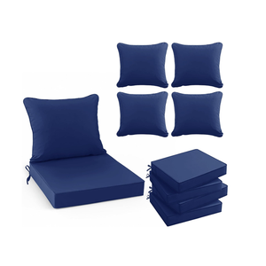 Patio Chair Cushion Set, 19 x 19 Inch, Navy, Set of 4
Double-Sided Water Resistant, Removable Cover, Back Pillow & Seat Cushion, Tie Straps, Fit for Patio, Garden, Sofa Couch
