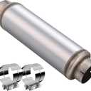 5 Inch Exhaust Muffler with Clamp, 5" Inlet/Outlet 30" Overall Length Resonator, Stainless Steel Straight Through Design Performance Muffler with Clamp, 1 PC