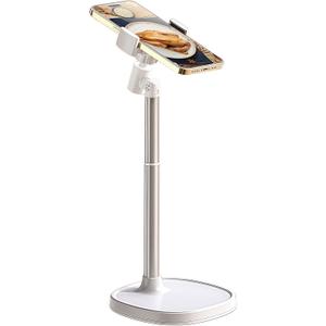 Hosannn Century Adjustable Cell Phone Stand Rotating Lifting Mobile Phone Holder for Desk & Video Recording Compatible with All iPhone for Galaxy (White, X66PRO)