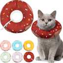 Cat Cone Collar Soft, Waterproof Cat Recovery Collars Spay Cones to Stop Licking Cute Donut E Collar After Surgery Anti-Lick Wound Healing Safety Elizabethan Collar for Kittens (Donut Brown, Small)