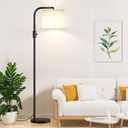 Ambimall Fully Dimmable Floor Lamp - Floor Lamps 9W LED Light Bulbs, Standing Lamps for Living Room with Adjust Head, Modern Standing Light Rotary Switch, Tall Lamp for Bedroom (Black and White)