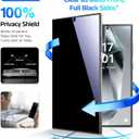 EZ-GLAZ-4 Pack for Samsung Galaxy S24 Ultra Privacy Screen Protector [6.8"], 100% Fingerprint Unlock, 9H Tempered Glass, Scratch Resistant, 100% Bubble-Free, Case Friendly with Installation Box