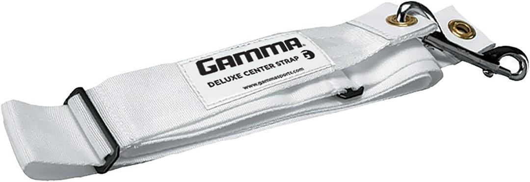 GAMMA Deluxe Center Strap  White Tennis Net Centering Strap with Galvanized Hardware  Heavy-Duty Woven Nylon, Adjustable Length, Quick Attachment for Court Use
