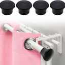 4 Pack Window Curtain Rod Cap - Black Plastic Curtain Pole End Plug Caps - Decorative Cap for 28mm / 1.13 Inch Diameter Rods (Black)