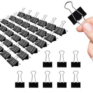 Medium Binder Clips, 144 Pack, 1 Inch, Standard 25mm, Black, Capacity 0.47 Inch, Metal Paper Clips, Fold Clamp, Office Clips, School & Home Use